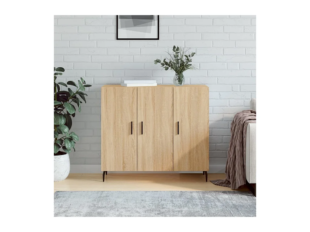 Buffet chêne sonoma 90x34x80 cm bois d'ingénierie