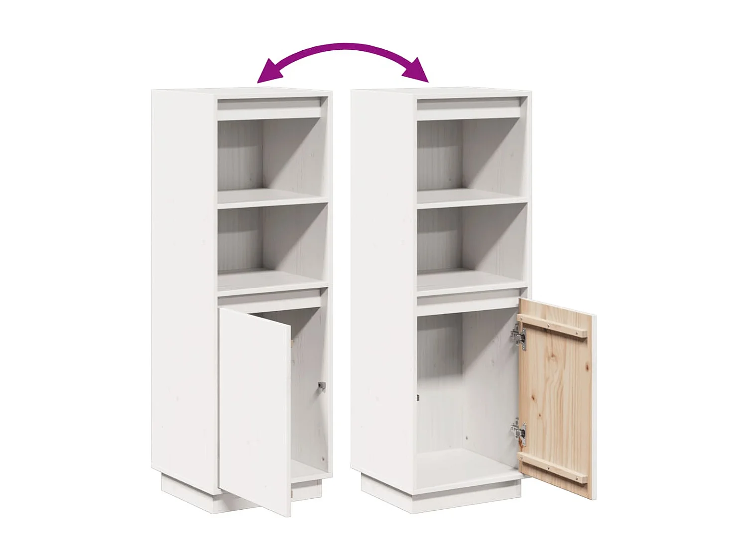 Buffet haut Blanc 37x34x110 cm Bois massif de pin