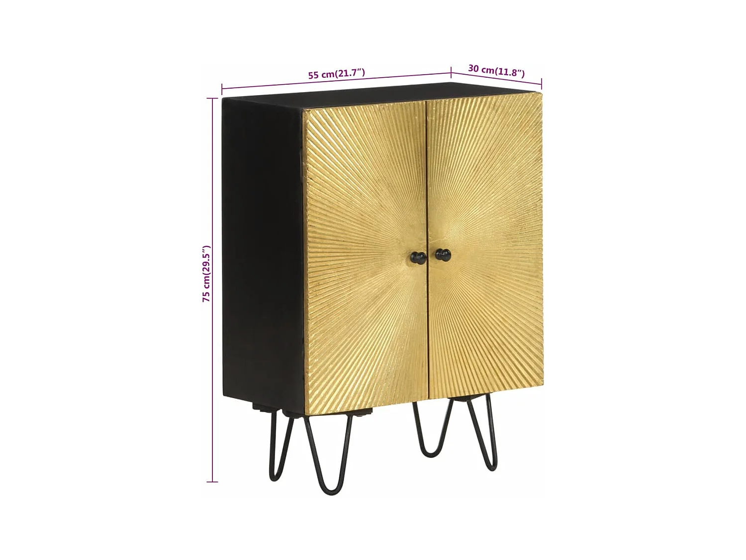 Buffet 55x30x75 cm bois massif de manguier