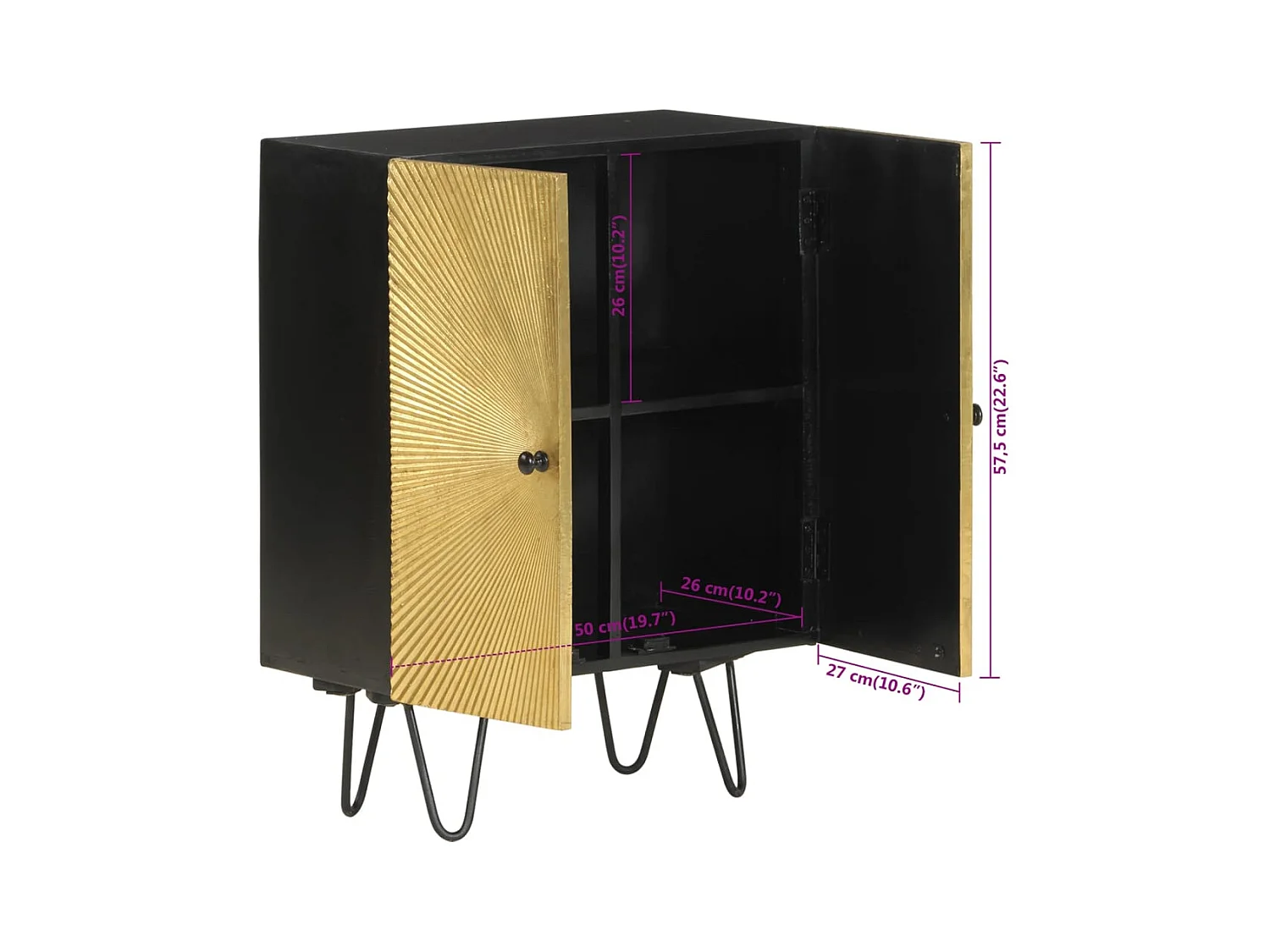 Buffet 55x30x75 cm bois massif de manguier