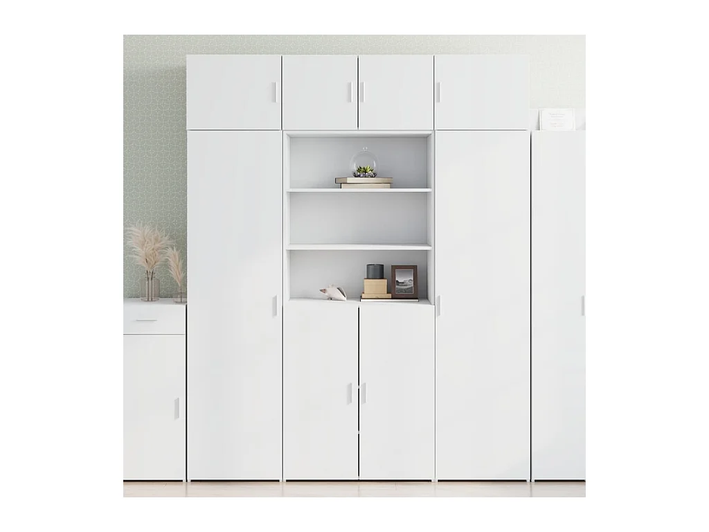 Witte opbergkast 80x42,5x225 cm bewerkt hout