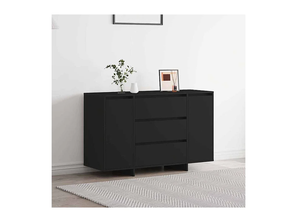 Buffet Noir 120x41x75 cm en bois d'ingénierie