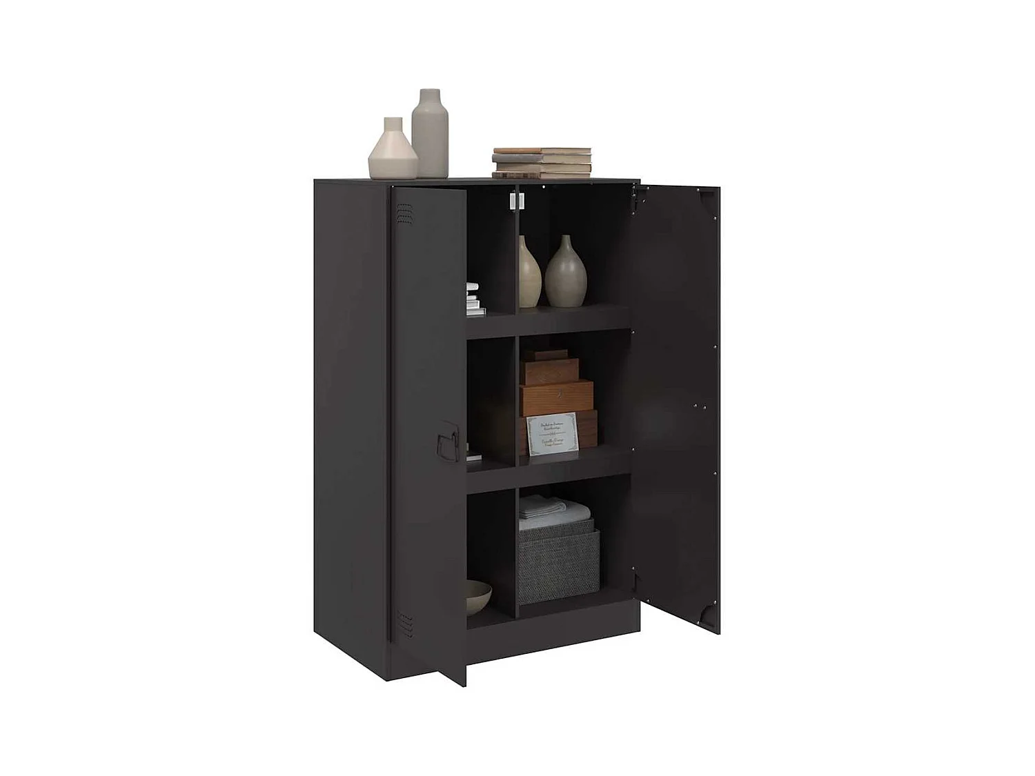 Buffet noir 67x39x107 cm acier