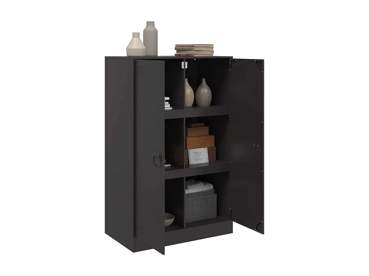 Buffet noir 67x39x107 cm acier