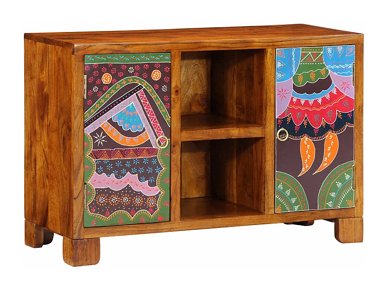 Buffet multicolore 90x35x60 bois massif d'acacia