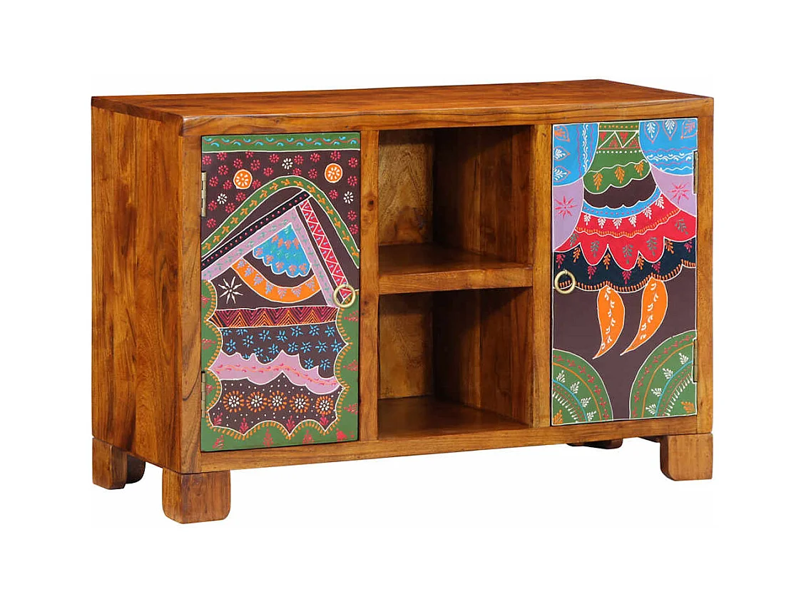 Buffet multicolore 90x35x60 bois massif d'acacia