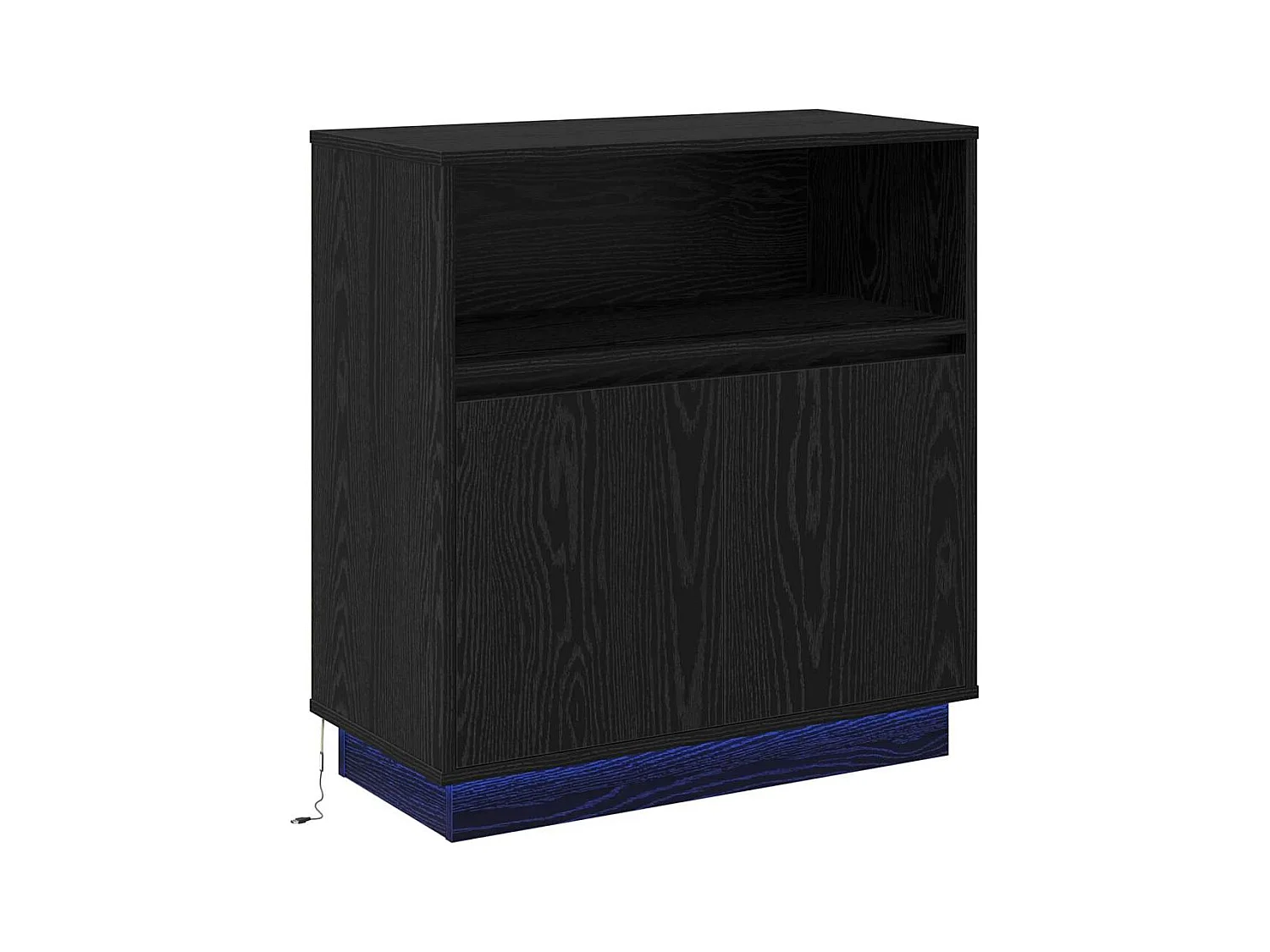 Dressoir met LED zwart eiken 71x34,5x75 cm in bewerkt hout