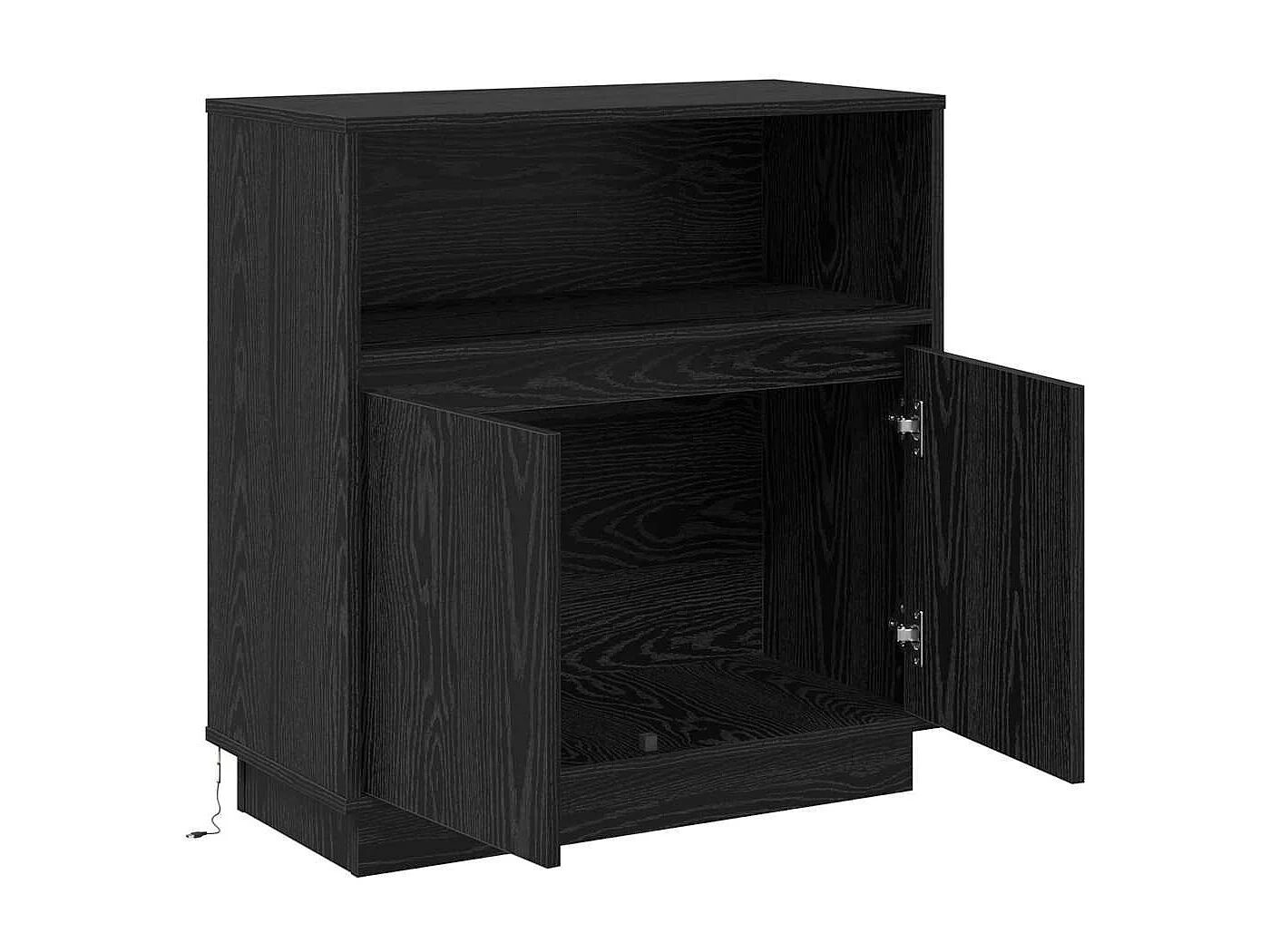 Dressoir met LED zwart eiken 71x34,5x75 cm in bewerkt hout