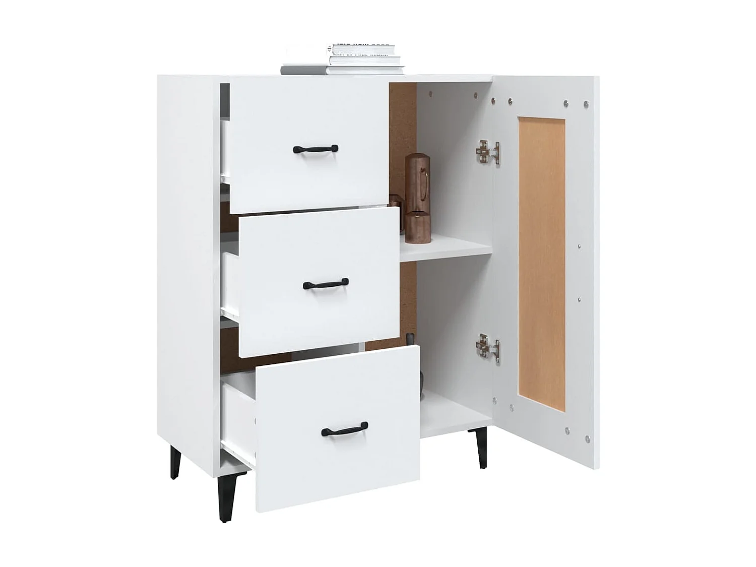 Credenza bianca 69,5x34x90 cm in legno ingegnerizzato