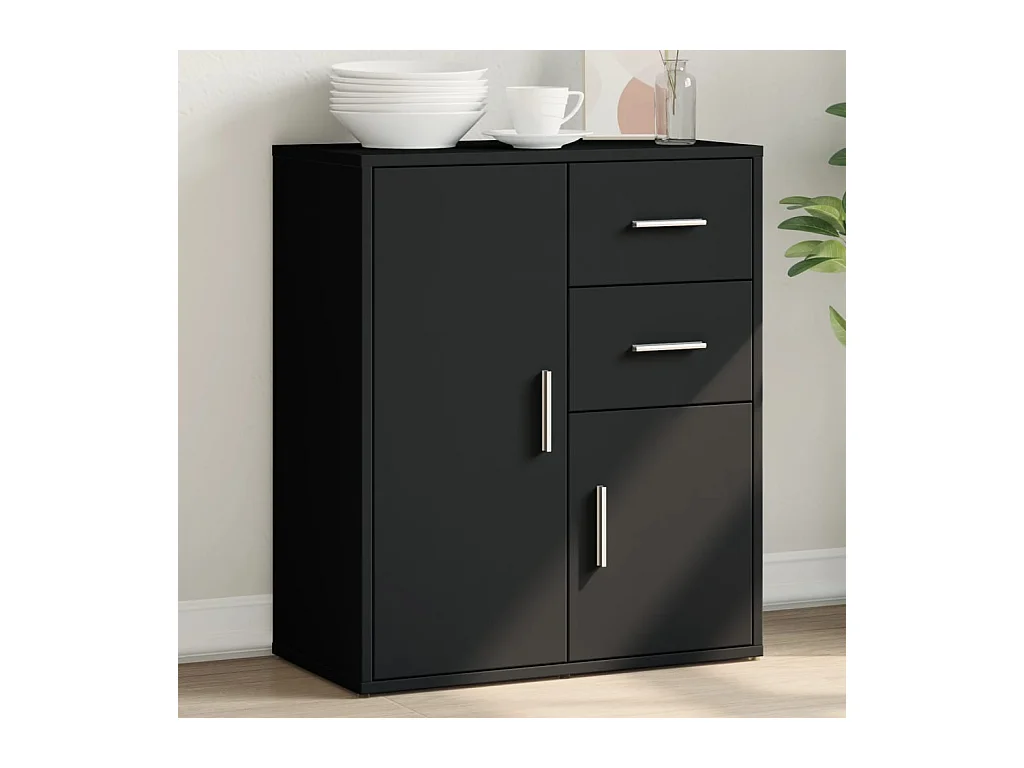 Buffet noir 60x31x70 cm bois d'ingénierie
