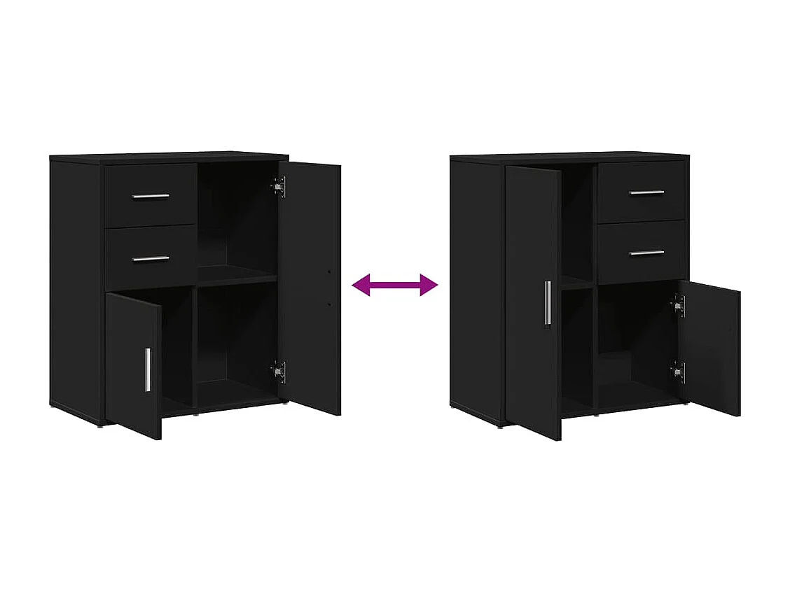 Buffet noir 60x31x70 cm bois d'ingénierie