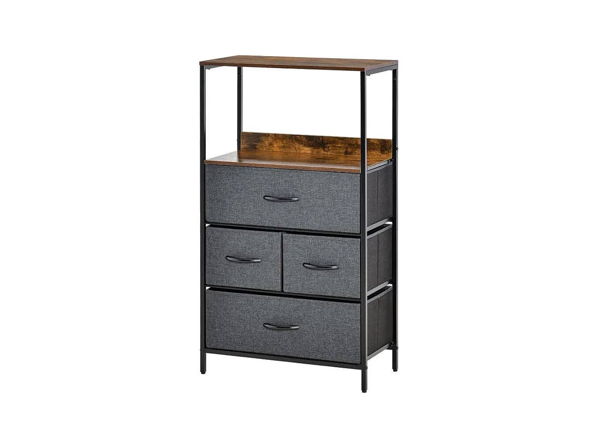Commode avec 4 tiroirs en tissu, design moderne, polyester, noir (58x29x103 cm)