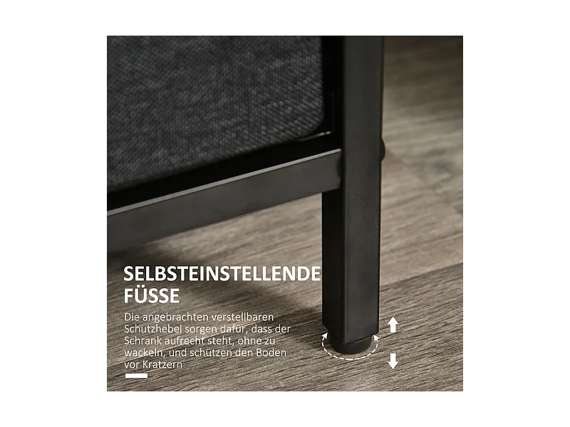 Commode avec 4 tiroirs en tissu, design moderne, polyester, noir (58x29x103 cm)