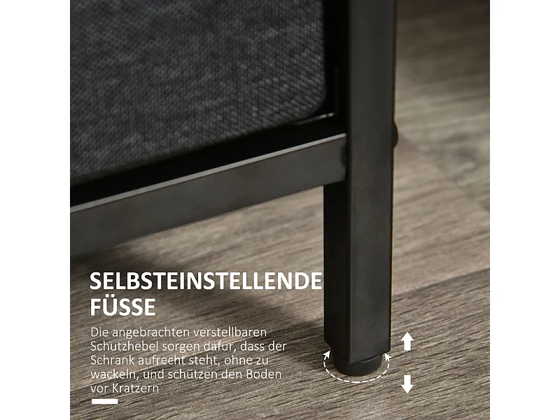 Commode avec 4 tiroirs en tissu, design moderne, polyester, noir (58x29x103 cm)