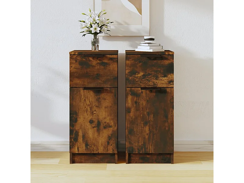 Dressoirs 2 stuks Gerookt eiken 30x30x70 cm Technisch hout