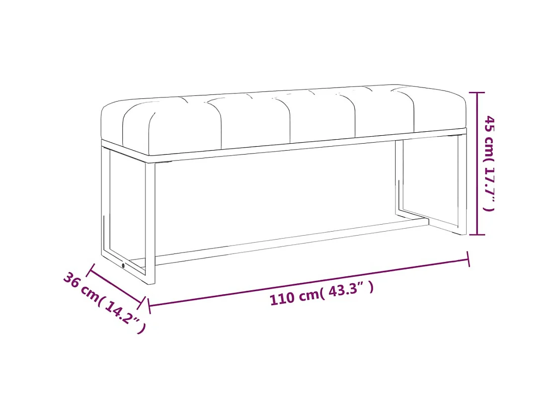 Beige Bank 110x36x45 cm Samt