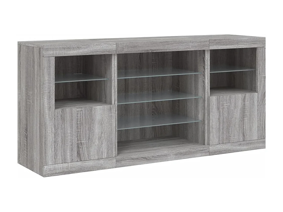 Buffet avec lumières LED sonoma gris 142,5x37x67 cm