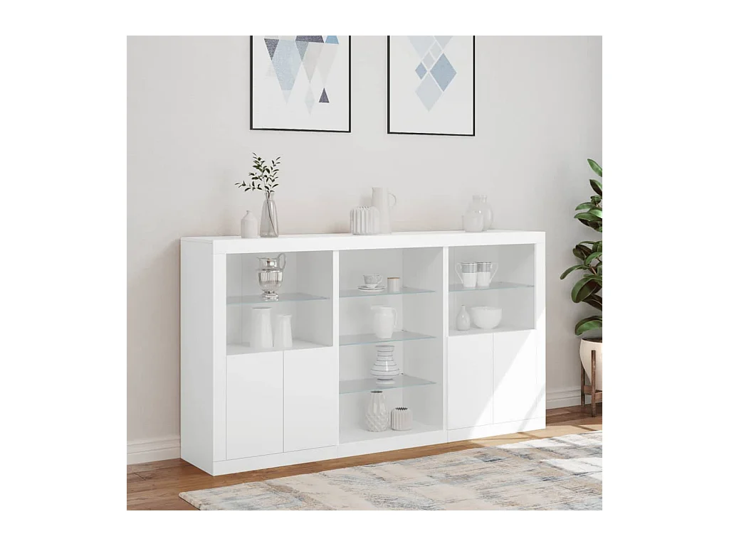 Buffet avec lumières LED blanc 181,5x37x100 cm