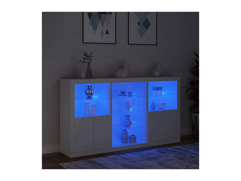 Buffet avec lumières LED blanc 181,5x37x100 cm