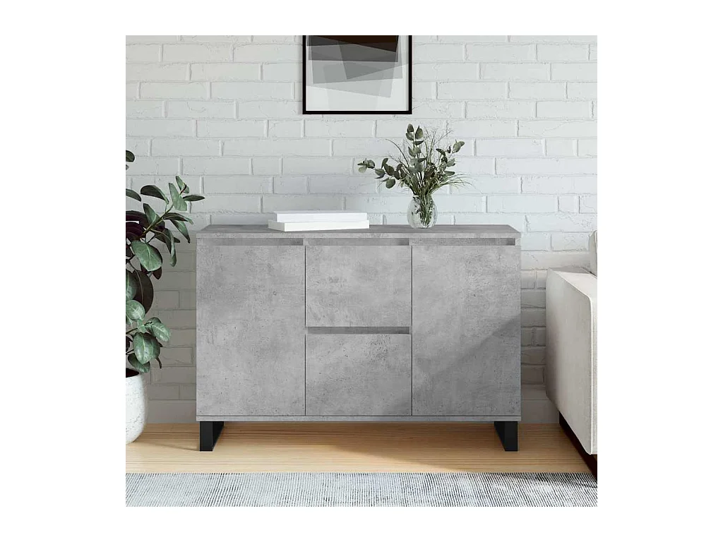 Buffet gris béton 101,5x35x70 cm bois d'ingénierie