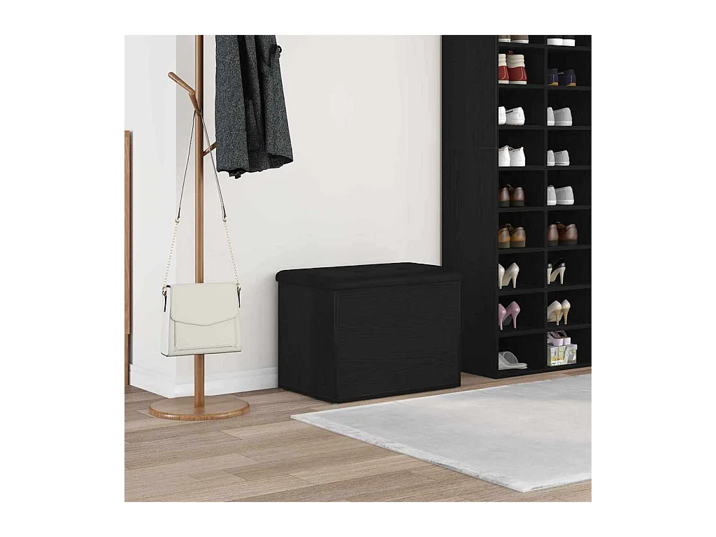 Panca contenitore in rovere nero 62 x 42 x 45 cm in legno ingegnerizzato