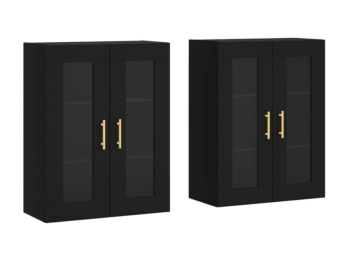 2-teilige Hängeschränke, schwarz, Holzwerkstoff