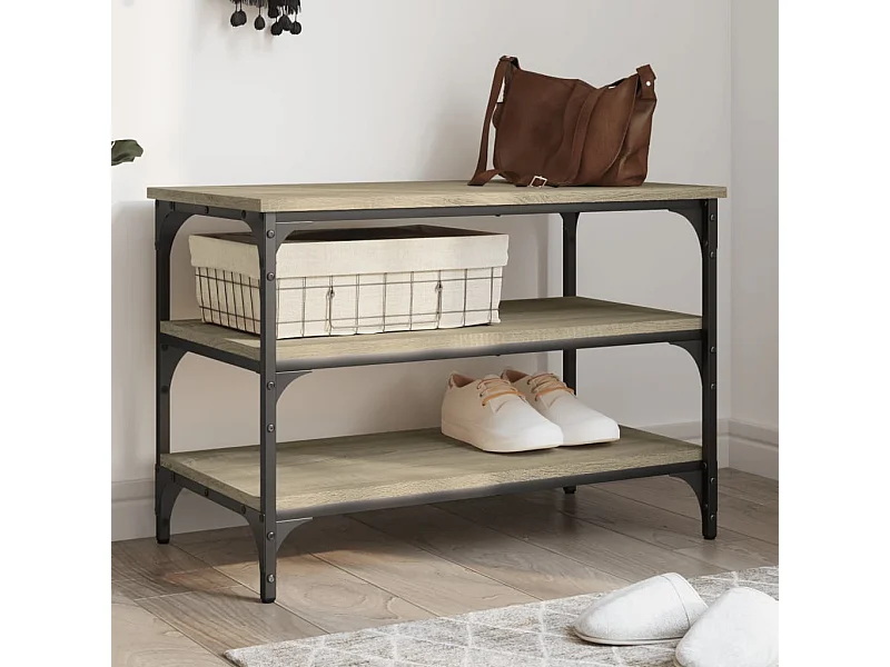 Panca portascarpe in rovere Sonoma 70x38,5x49 cm in legno ingegnerizzato