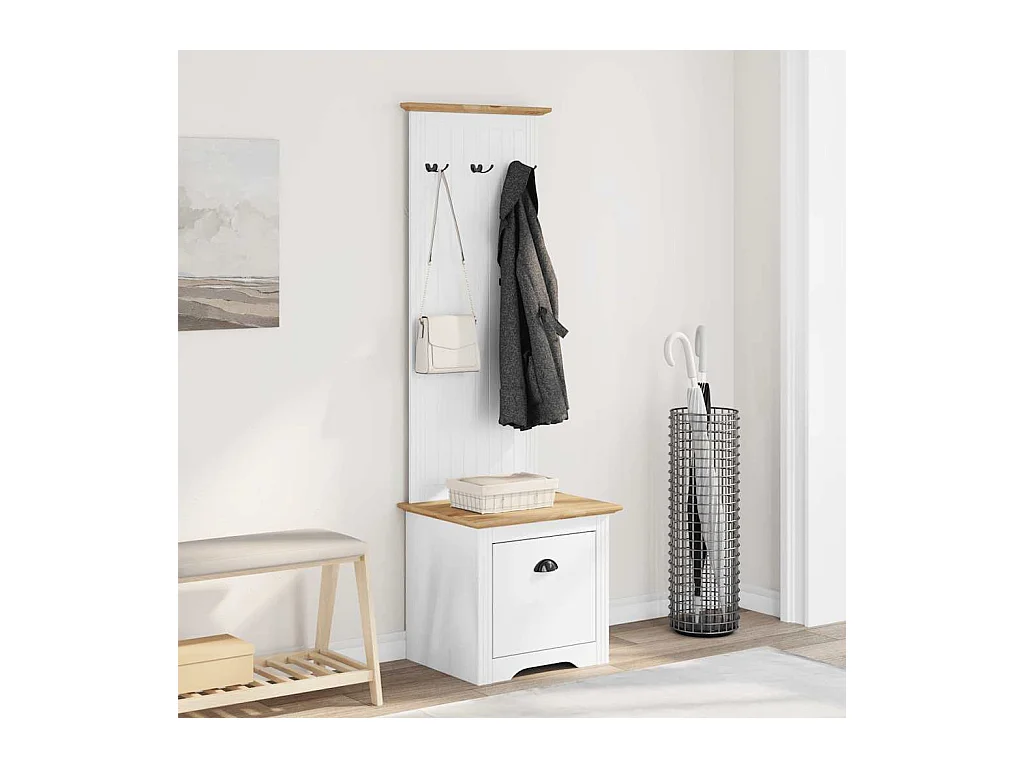 Flurgarderobe mit Haken BODO weiß braun 50x40x157 cm