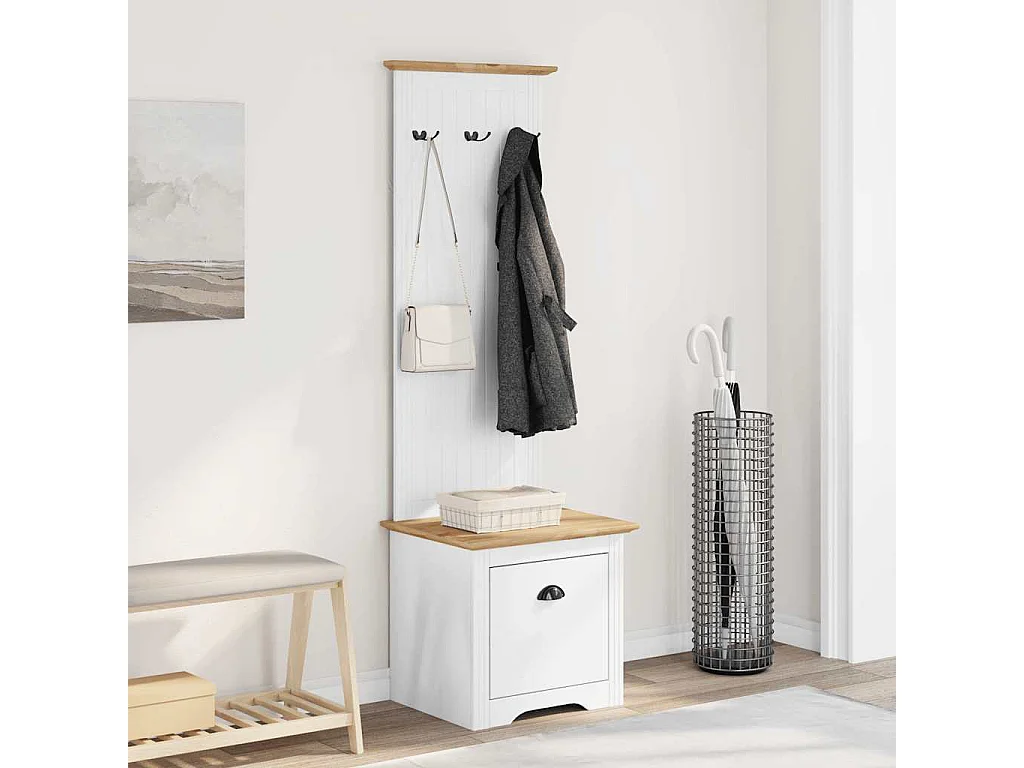 Armoire de couloir avec crochets BODO blanc marron 50x40x157 cm