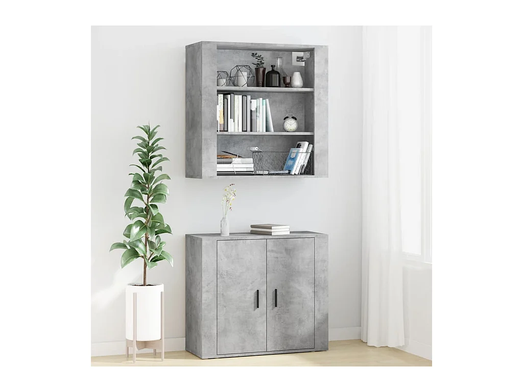 Buffet haut Gris béton Bois d'ingénierie