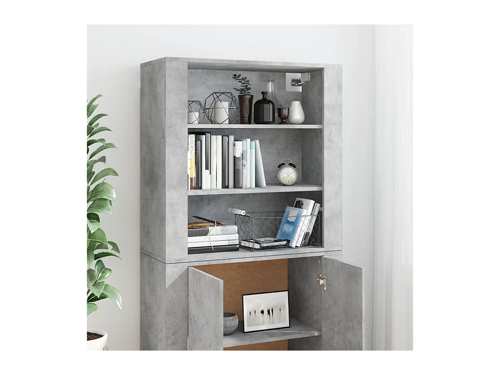 Buffet haut Gris béton Bois d'ingénierie