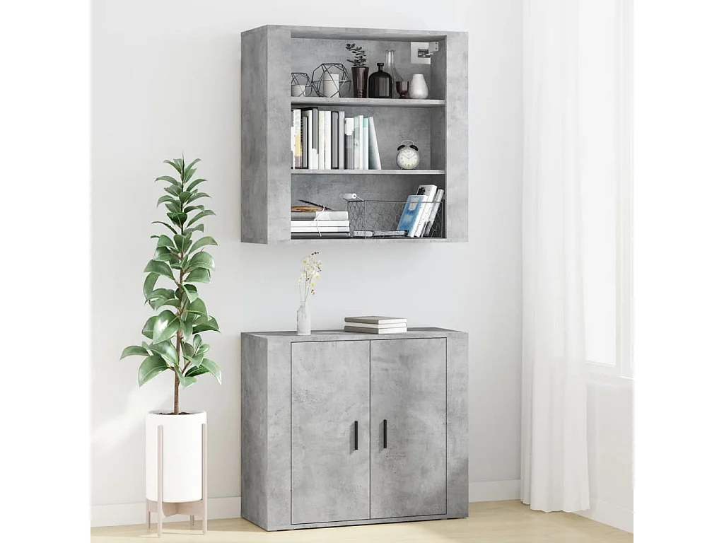 Buffet haut Gris béton Bois d'ingénierie