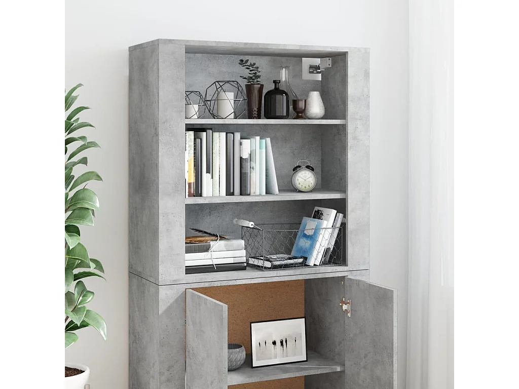 Buffet haut Gris béton Bois d'ingénierie