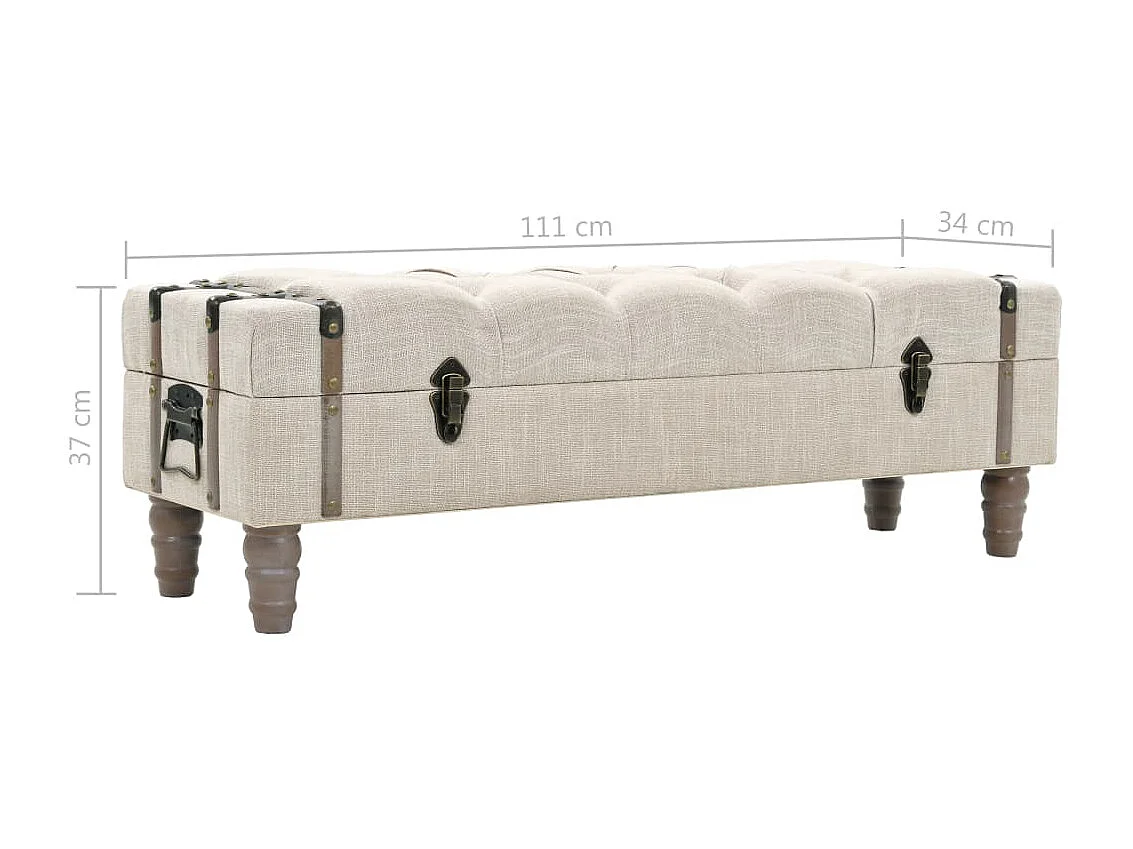 Panca contenitore in legno massello e acciaio 111x34x37 cm