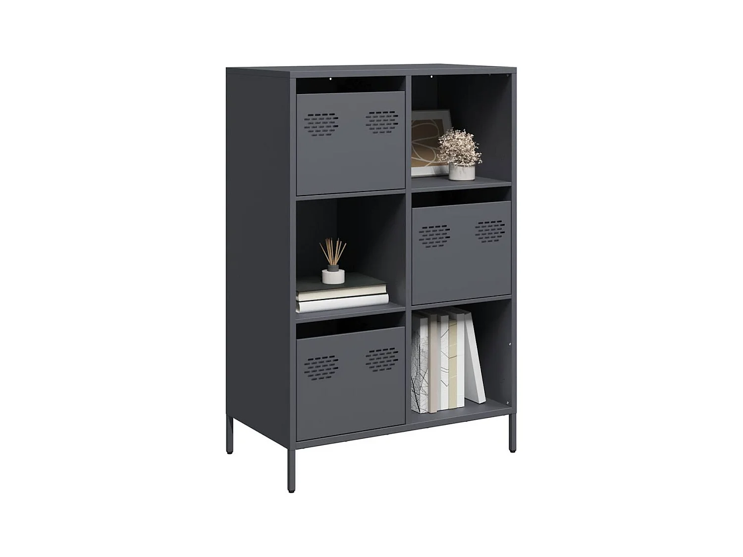 Buffet haut anthracite 68x39x103,5 cm acier