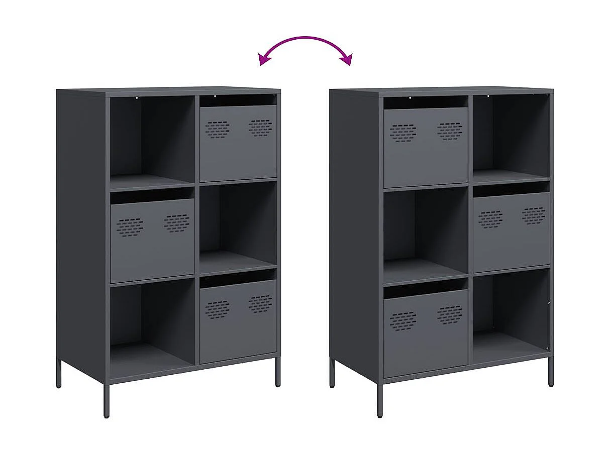 Buffet haut anthracite 68x39x103,5 cm acier