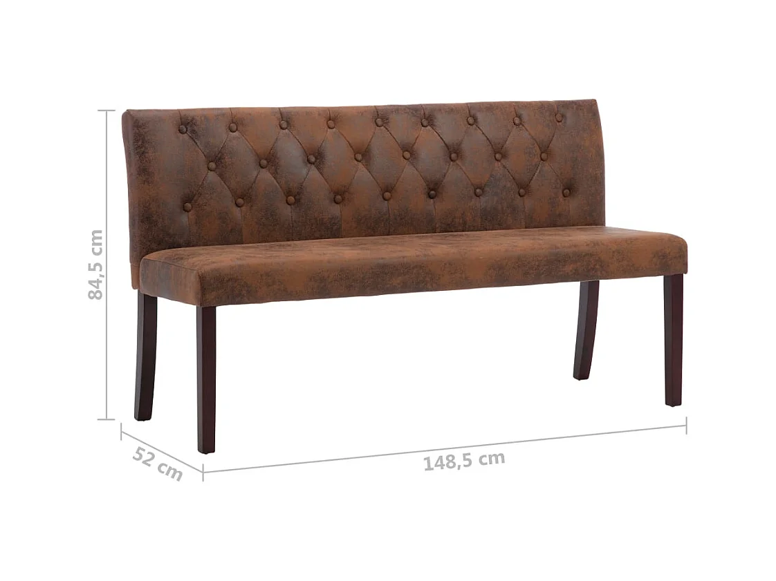 Bank 148,5 cm Braun Wildlederimitat