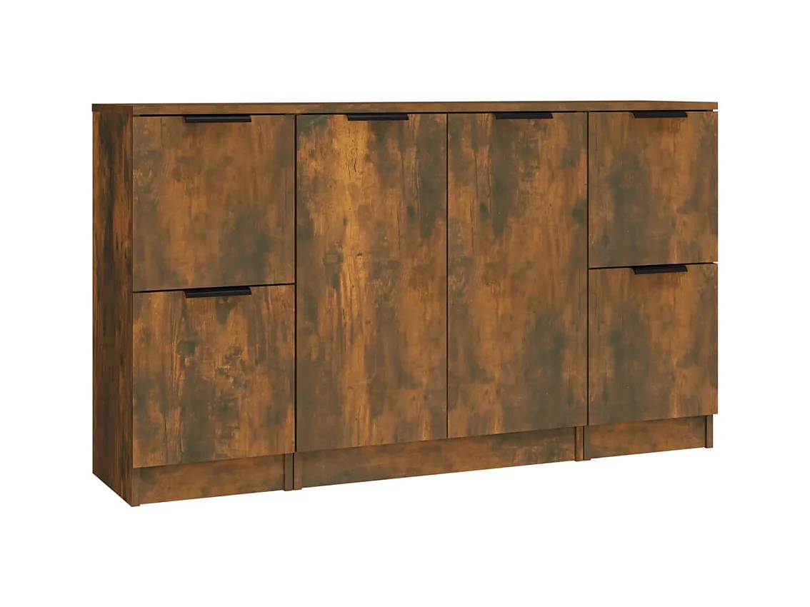 Buffets 3 pcs Chêne fumé Bois d'ingénierie