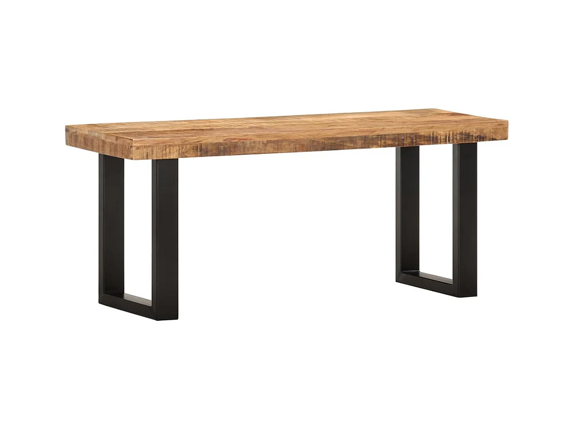 Banc 110 cm Bois de manguier brut massif et acier