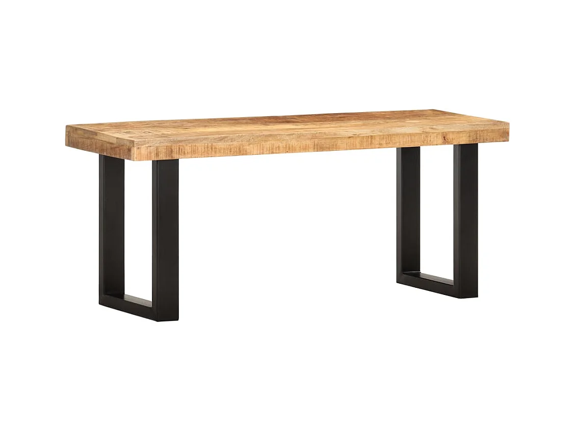 Banc 110 cm Bois de manguier brut massif et acier