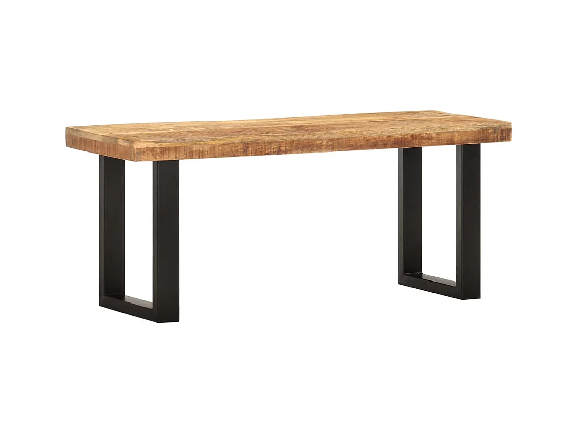 Banc 110 cm Bois de manguier brut massif et acier