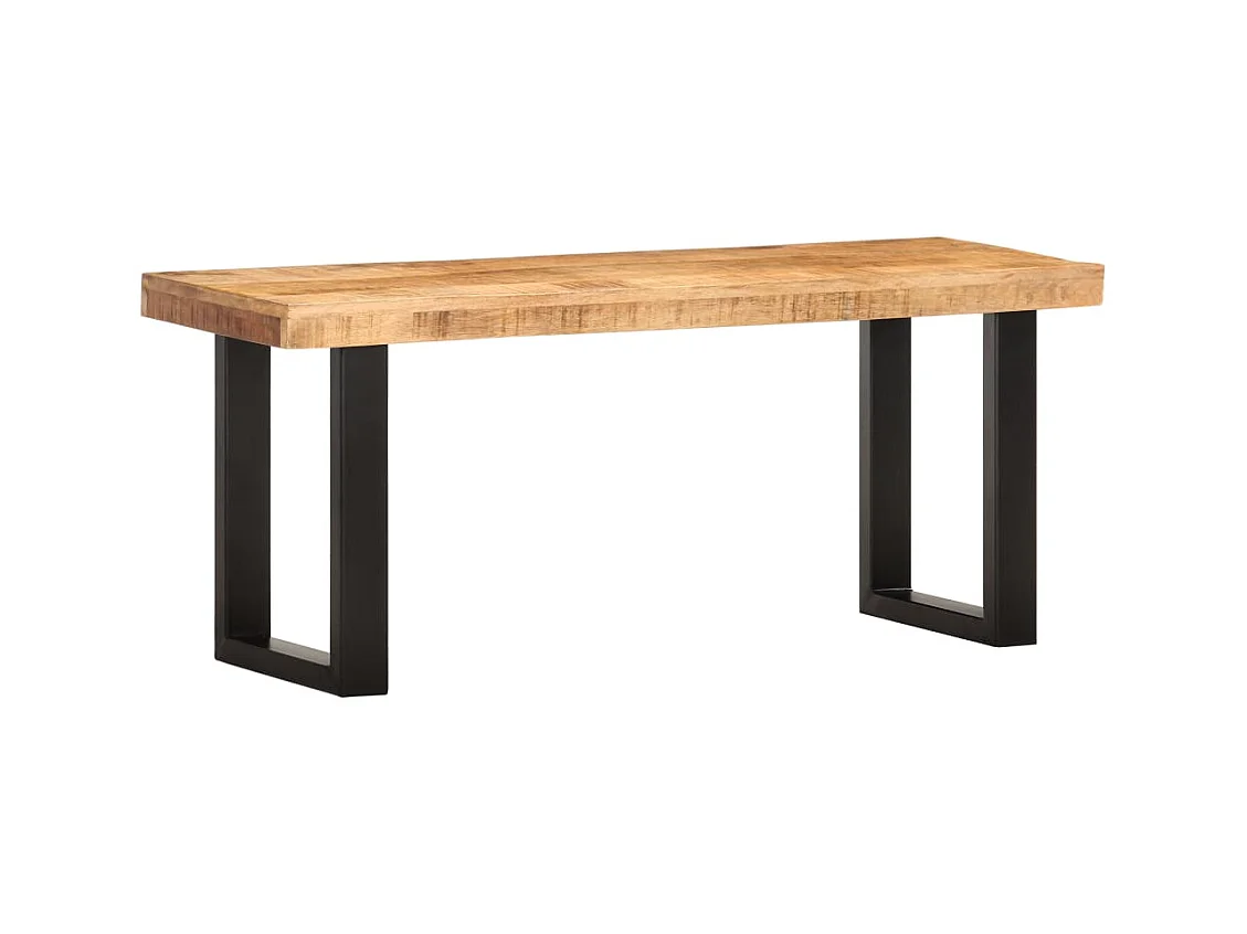 Banc 110 cm Bois de manguier brut massif et acier