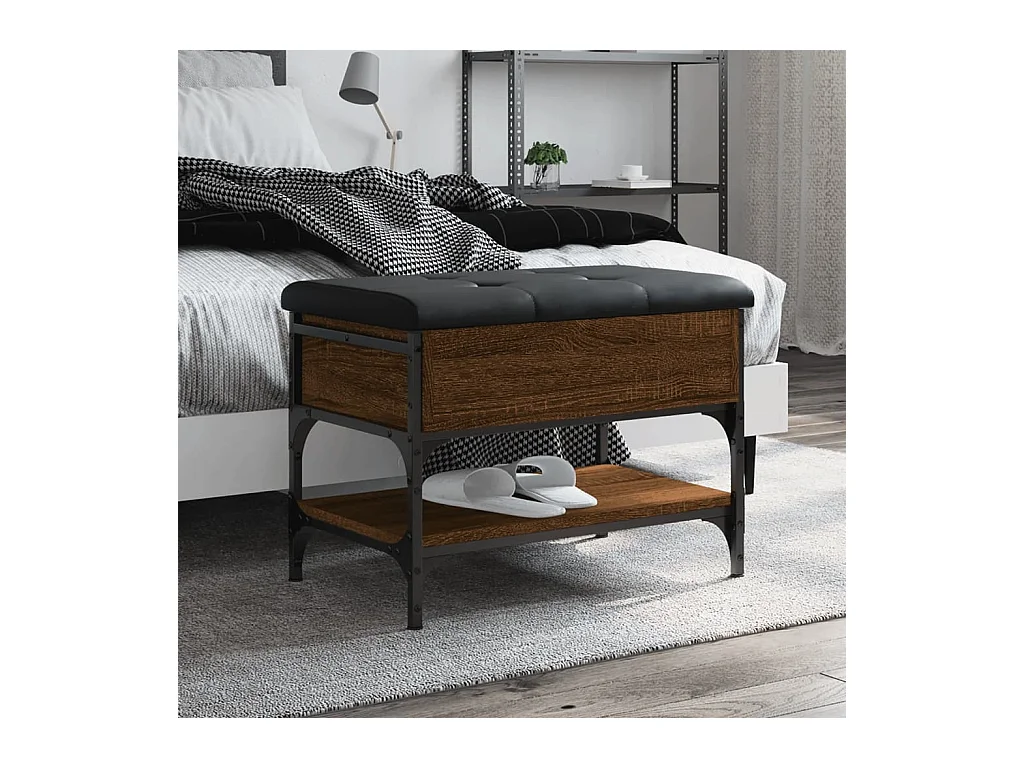 Panca portascarpe in rovere marrone 62x42x45 cm in legno ingegnerizzato