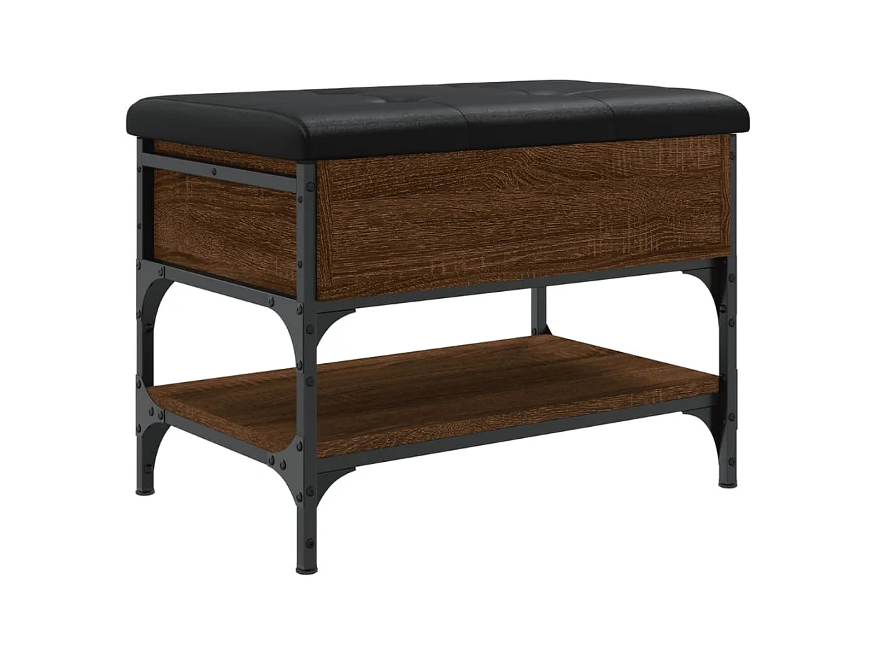 Panca portascarpe in rovere marrone 62x42x45 cm in legno ingegnerizzato