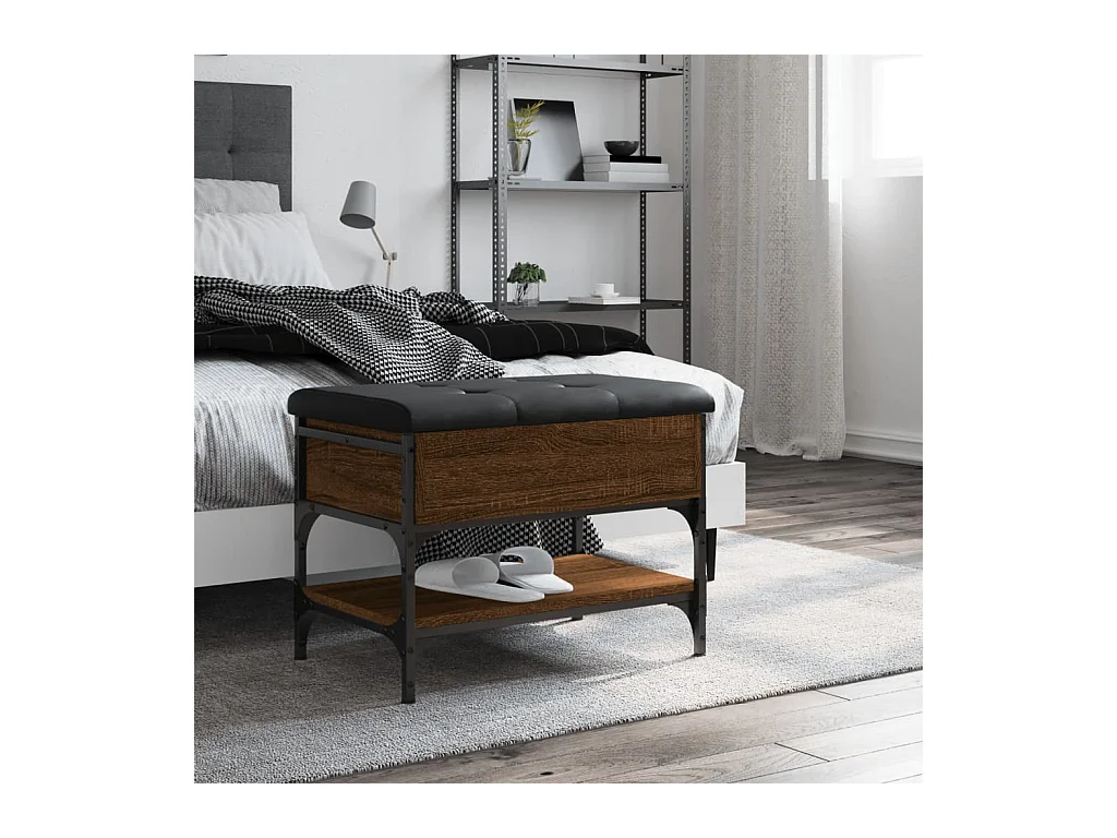 Panca portascarpe in rovere marrone 62x42x45 cm in legno ingegnerizzato