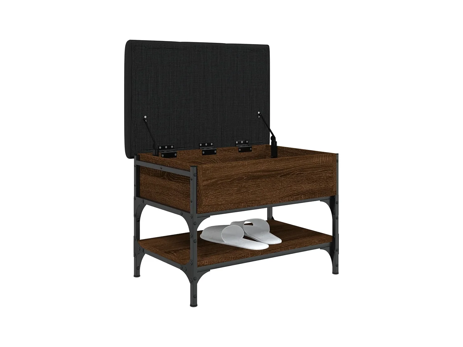 Panca portascarpe in rovere marrone 62x42x45 cm in legno ingegnerizzato