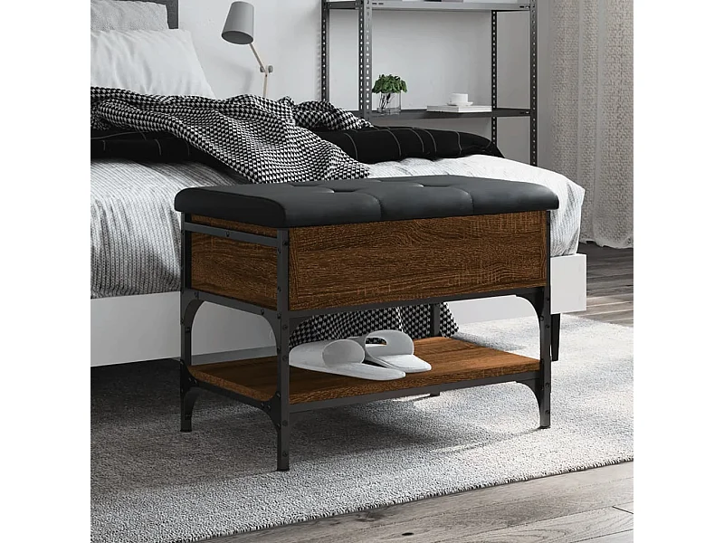 Panca portascarpe in rovere marrone 62x42x45 cm in legno ingegnerizzato