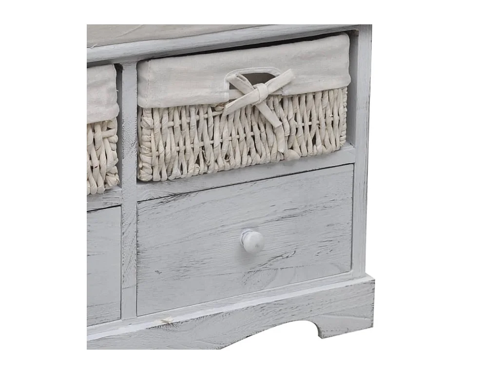 Banco de almacenaje Blanco 62x33x42 cm Madera de Paulownia