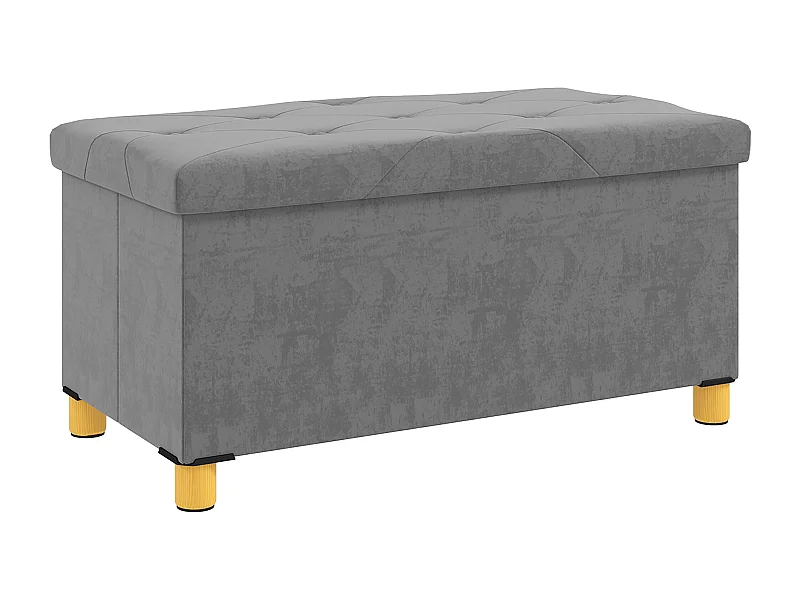 Banc de rangement pliable, design moderne, polyester, gris, avec assise rembourrée (76x38x38cm)