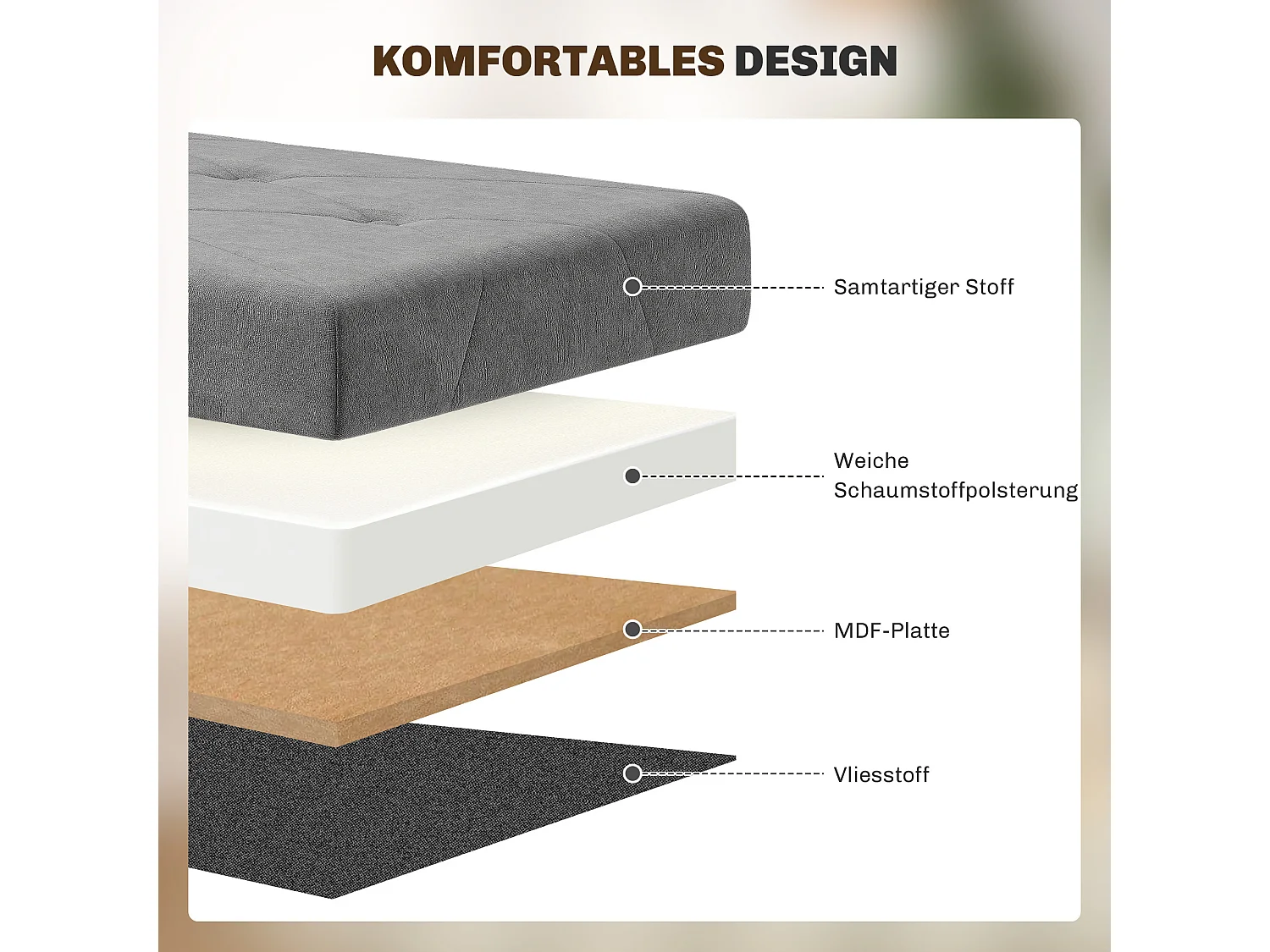 Banc de rangement pliable, design moderne, polyester, gris, avec assise rembourrée (76x38x38cm)